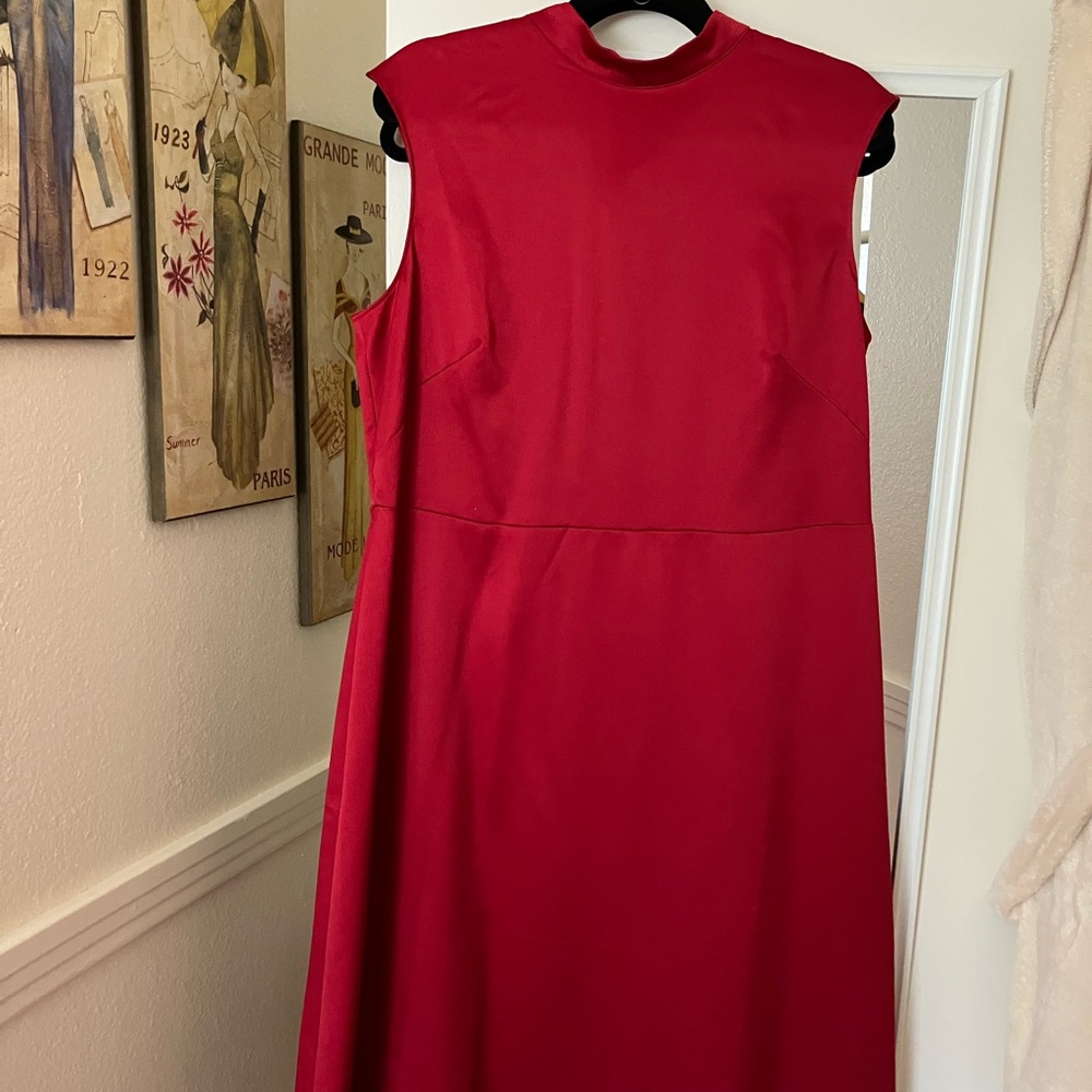 Ann Taylor Red Sleeveless A-Line Midi Dress